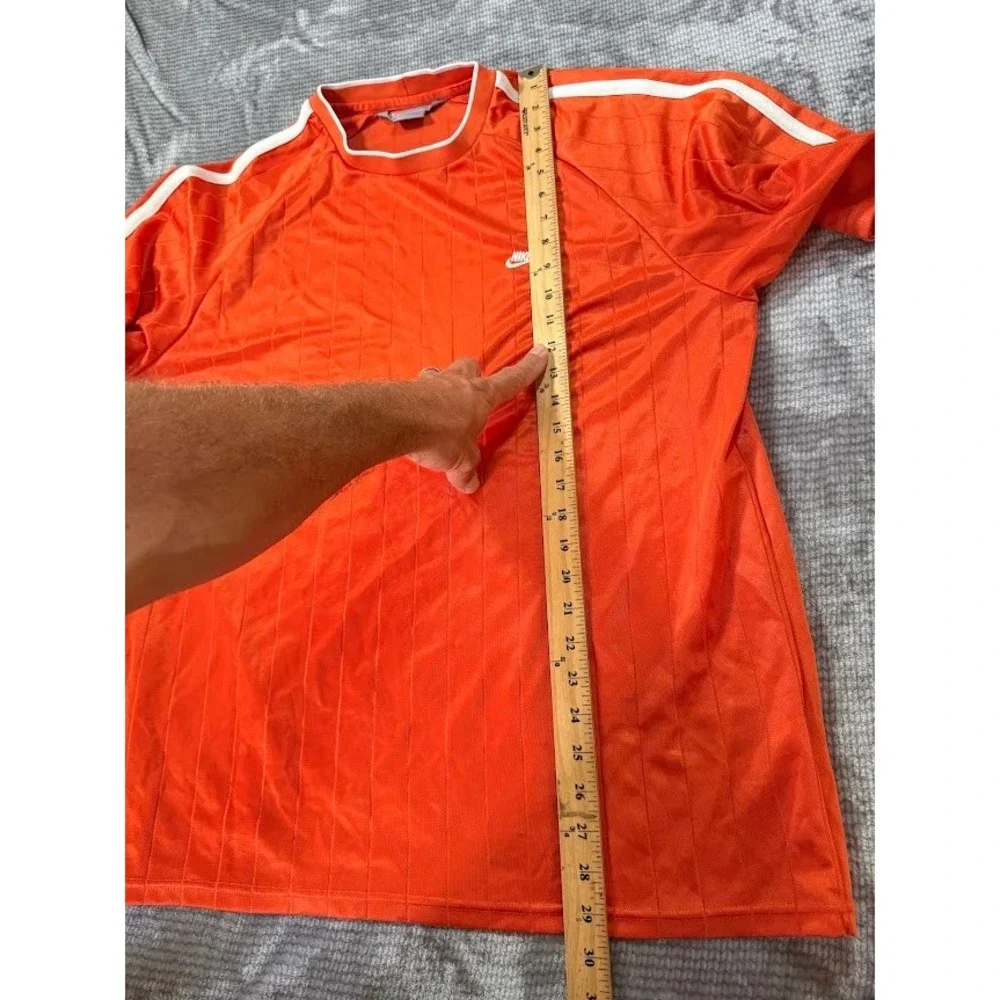 Vintage Nike Mens Orange Tonal Stripe Athletic‎ Tee Short Sleeve Swoosh Logo XL